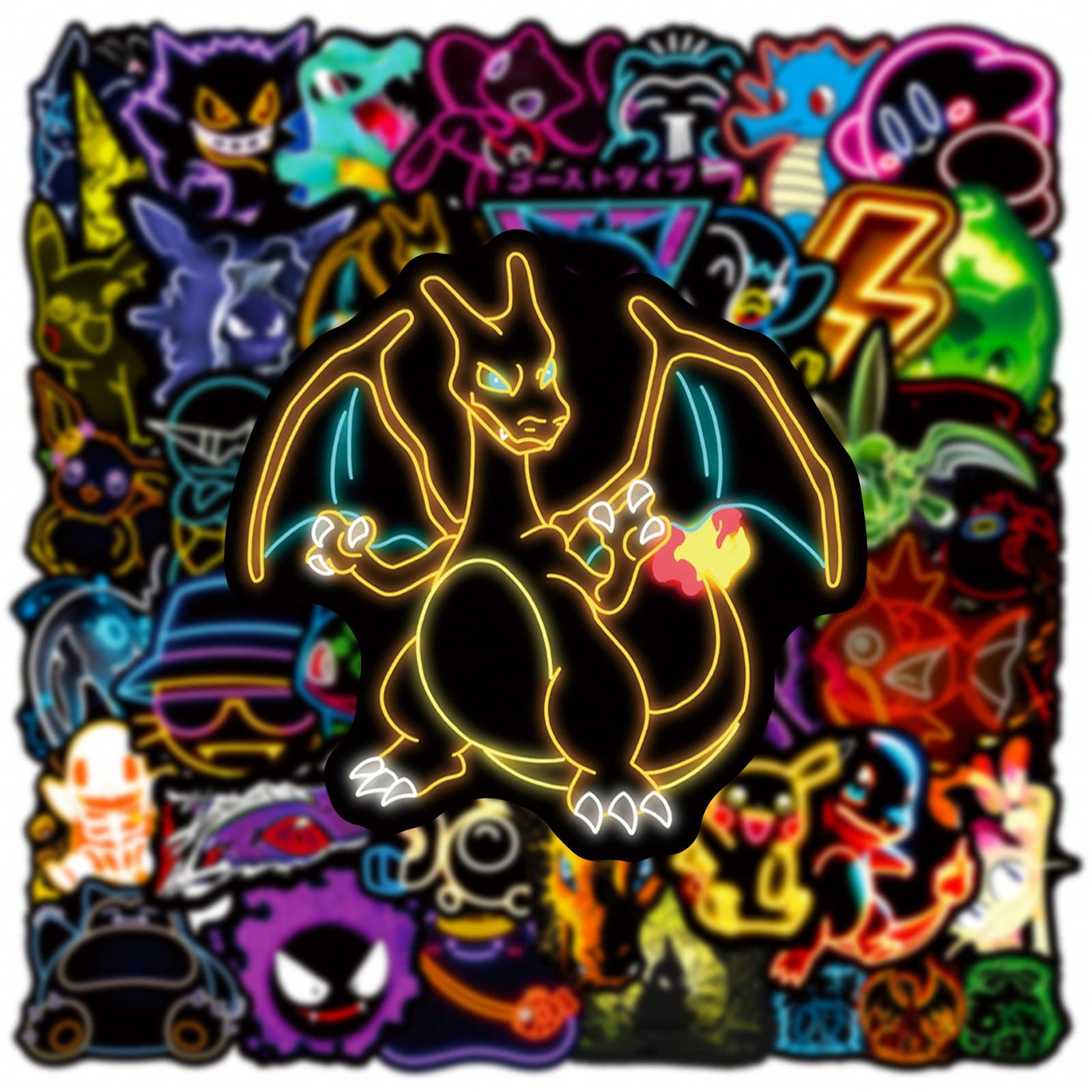 Phone Accessories Aesthetic - 60/100pcs Neon Light Anime Pokemon Stickers