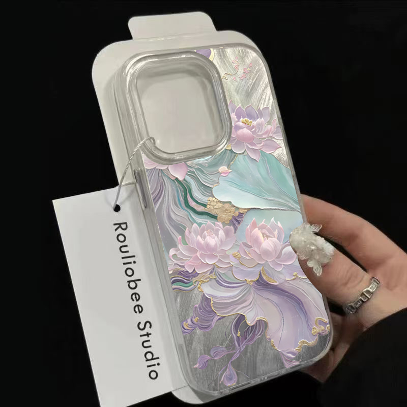 Dreamy Purple Lotus Print Aest - огляд і ціна Phone Accessories Aesthetic